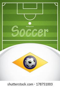 Soccer ball background.Brazil flag concept vector