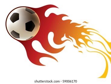 Fußball-Banner mit stilisiertem Feuer. Vektorgrafik.
