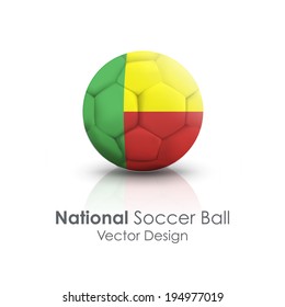 Soccer ball of Benin over white background