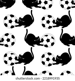 Soccer ball and black cat.