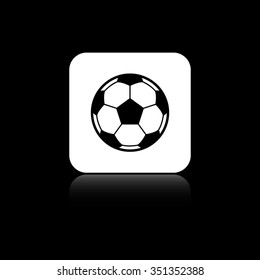 Soccer ball - black vector icon on the white button