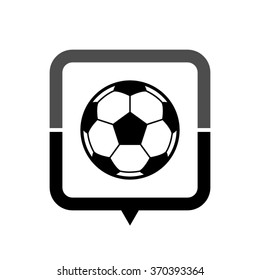 Soccer ball - black vector icon; map pointer;  message bubble