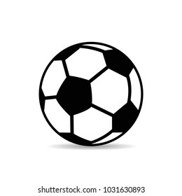 Soccer ball (black and white), close-up, silhouette on white background, vector