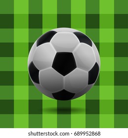 Soccer ball black and white color on green background. vector illustration.