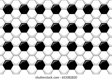 Soccer ball black and white hexagon background. Seamless. Vector illustration