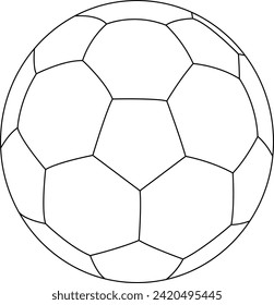 Ilustración de la línea de vector blanco y negro de la bola de fútbol para la página de color