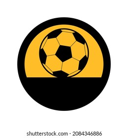 Soccer ball, black and yellow colors, round sign for design on a white background, vector illustration