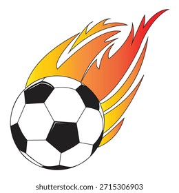 Balón de fútbol con llamas dinámicas ardientes