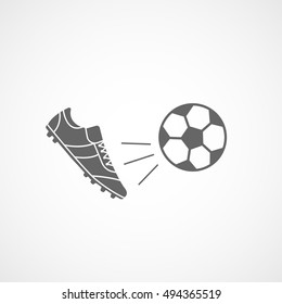 Soccer Ball And Boots Flat Icon On White Background