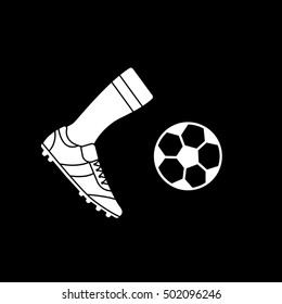 Soccer Ball And Boots Flat Icon On Black Background