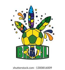 soccer ball with brazil feathers