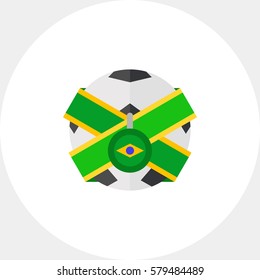 Soccer ball with Brazil flag icon