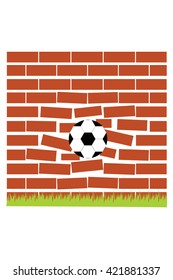 Soccer ball breaking the wall.