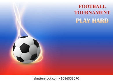 A soccer ball and a bright effect on the background. World championship football cup. Vector Illustration