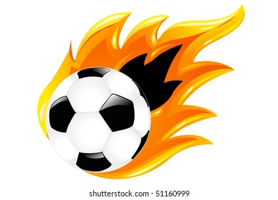 Soccer Ball And Burning Soccer Ball, Isolated On White