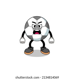 soccer ball cartoon illustration with angry expression , character design