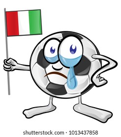 soccer ball cartoon with italian flag 