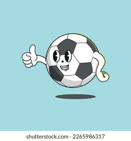 Soccer Ball Cartoon Mascot Character With Thumbs Up and Good Work Expression. Isolated background vector illustration