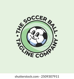 Soccer ball cartoon mascot character logo design