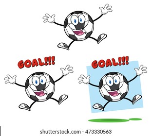 Soccer Ball Cartoon Mascot Character 10. Vector Collection Set Isolated On White Background