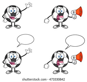 Soccer Ball Cartoon Mascot Character 3. Vector Collection Set Isolated On White Background