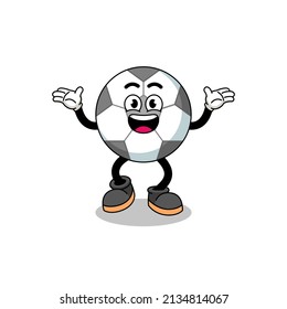 soccer ball cartoon searching with happy gesture , character design