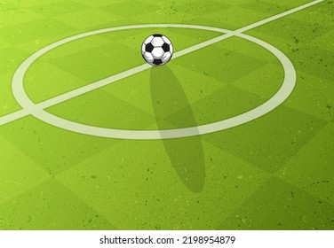 Soccer Ball in the Center of the Ground Line - Stock Vector