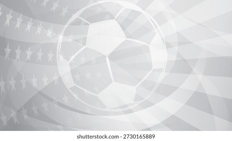 A soccer ball is centered on a background of stars and abstract shapes in shades of gray and white, symbolizing the USA World Cup spirit.