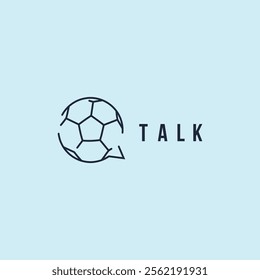 Soccer ball with chat bubble icon football talk discussion forum logo design concept. Vector illustration