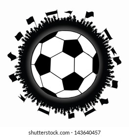 soccer ball in a circle from human hands