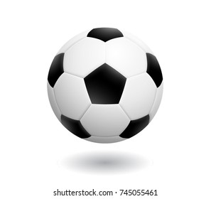 Soccer Ball With Classic Design Isolated On White Background. Vector Illustration.