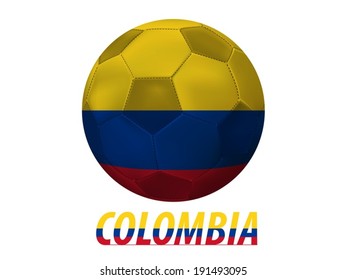 Soccer ball with colombia flag isolated in white 