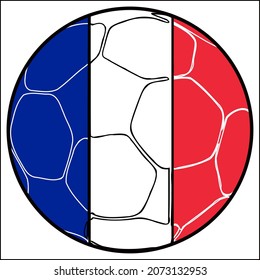 Soccer ball colored with the flag of France; Flag of France vector illustration; Football logo