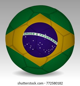 Soccer ball in the colors of the brazil flag. Vector illustration EPS 10.