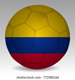 Soccer ball in the colors of the colombia flag. Vector illustration EPS 10.