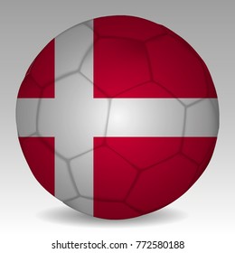 Soccer ball in the colors of the denmark flag. Vector illustration EPS 10.