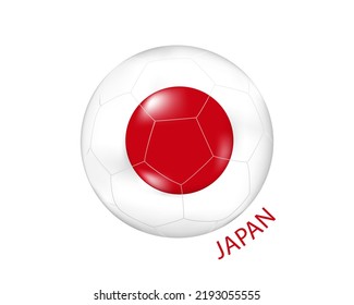 A soccer ball in the colors of the flag of Japan.The concept of football in 2022.