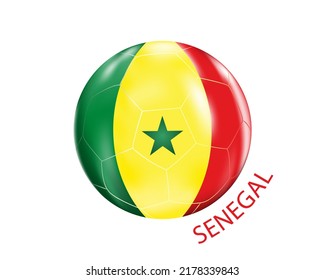 A soccer ball in the colors of the flag of Senegal.Vector illustration of a soccer ball.