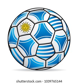 Soccer ball with the colors of the flag of Uruguay. Vector image