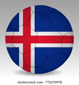 Soccer ball in the colors of the iceland flag. Vector illustration EPS 10.