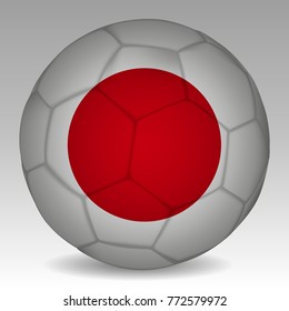 Soccer ball in the colors of the japan flag. Vector illustration EPS 10.