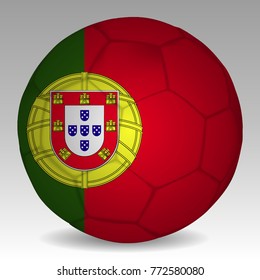 Soccer ball in the colors of the portugal flag. Vector illustration EPS 10.