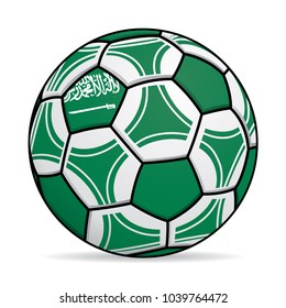 Soccer ball with the colors of the Saudi Arabian flag. Vector image