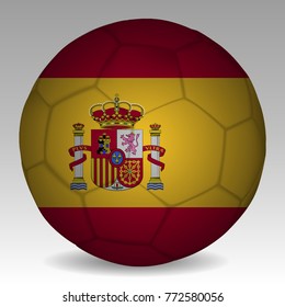 Soccer ball in the colors of the spain flag. Vector illustration EPS 10.