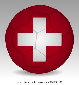 Soccer ball in the colors of the switzerland flag. Vector illustration EPS 10.
