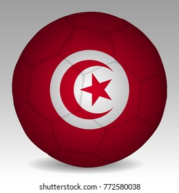 Soccer ball in the colors of the tunisia flag. Vector illustration EPS 10.