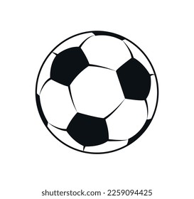 Soccer ball concept. Active lifestyle and sport, sphere. Poster or banner for website. Emblem or badge for football team. Team game, competition, match. Cartoon flat vector illustration