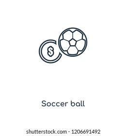 Soccer ball concept line icon. Linear Soccer ball concept outline symbol design. This simple element illustration can be used for web and mobile UI/UX.