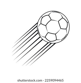 Soccer ball concept. Motion and action. Logotype for company and organization, branding. Poster or banner for website. Football and sport. Cartoon flat vector illustration