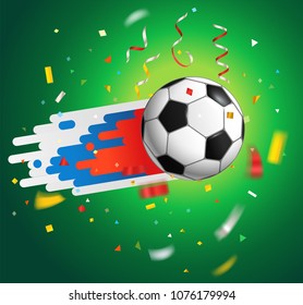 Soccer ball with confetti. World competition concept